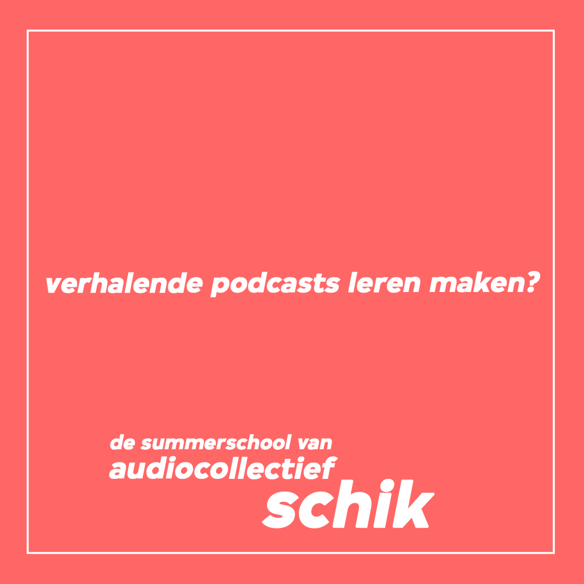 Wil je graag weten hoe je een verhalende podcast maakt? Geef je dan op voor de Summerschool van AudioCollectief SCHIK! Op 23, 24, 26 en 27 augustus  vindt deze plaats in @brakkegrond . Er zijn nog 5 plekken beschikbaar!

Meer info via: bit.ly/schiksummersch…