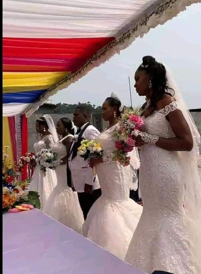 PHOTOS: Gabonese Man Marries Four Wives At Once

A Gabonese man, Mesmine Abessole has married four women at the same time. The newly-wedded brides were Madeleine Nguema, Prisca Nguema, Nicole Mboungou, and Carene Sylvana Aboghet.

Credit: Facebook | Siavonga Newsday