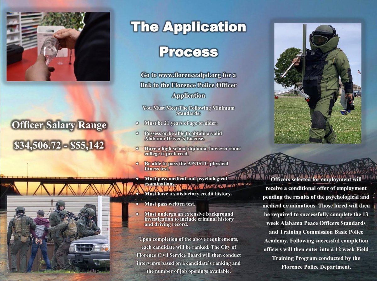 **FLORENCE POLICE DEPARTMENT IS HIRING**

Our application process for new and certified police officers is now open! 
governmentjobs.com/careers/floren…