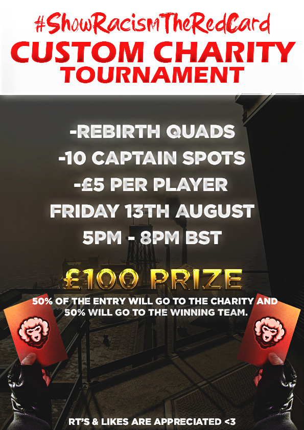 On the 13th of August, I'll be hosting a Custom Charity Tournament!

This will be at the start of the 24-Hour Stream I'm doing to support #ShowRacismTheRedCard❤️

If you'd like a captain spot, drop me a dm and we can get something sorted🙌🏼

Any other questions, drop them below👇🏼