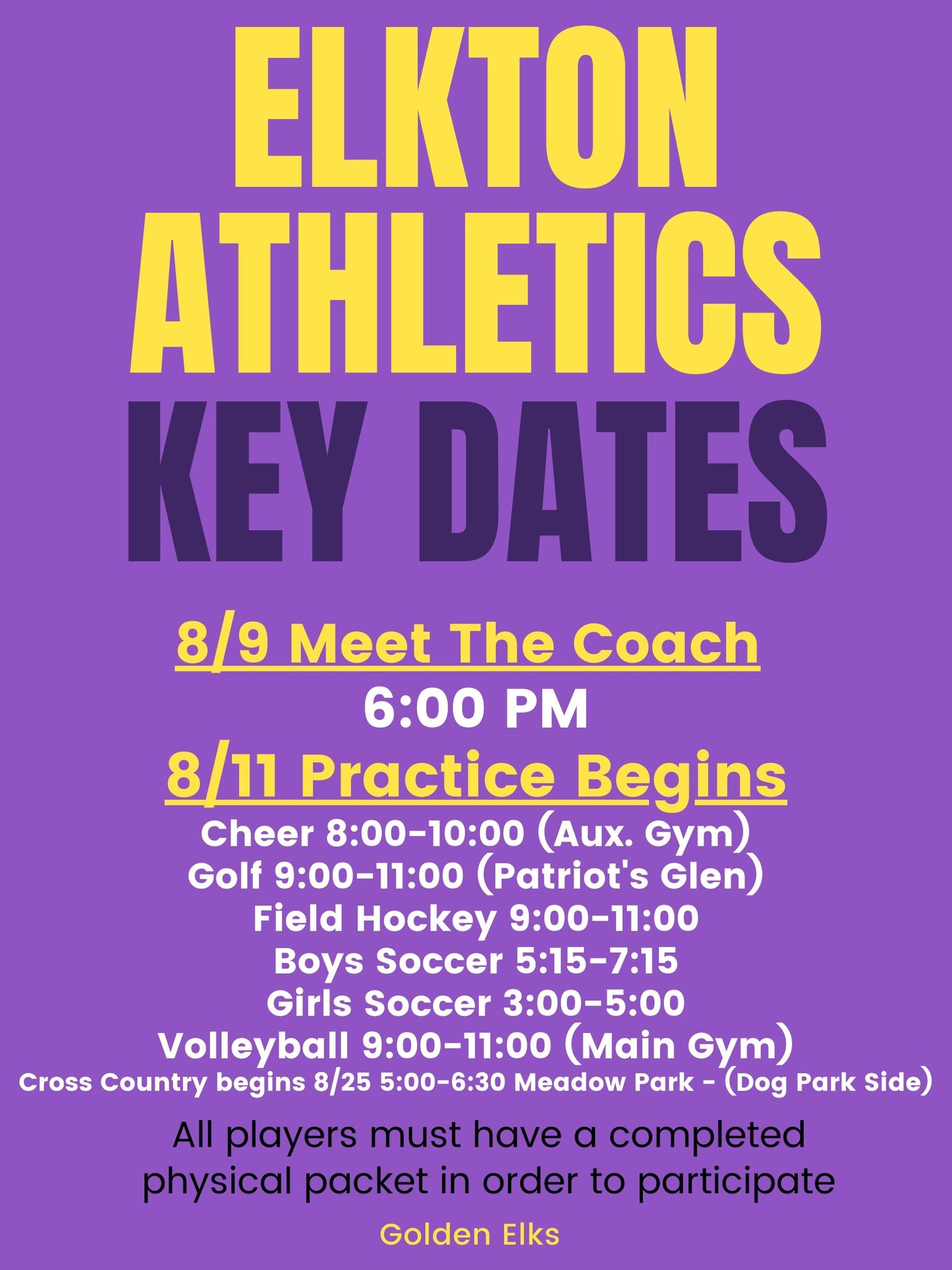 Elkton High School on Twitter "Contact individual coaches or the