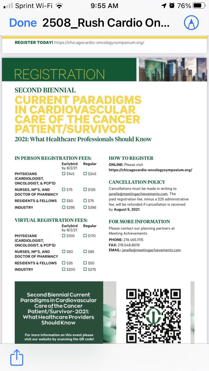 Join us at the upcoming 2nd Biennial Current Paradigms in CV Care of the Cancer Patient/Survivor-2021: What Healthcare Professionals Should Know -10/2/21! This event is filled w/ the industry’s leading experts on Cardio-Oncology, Cardiology &amp; Oncology. ⁦<a href="/RushMedical/">Rush University System for Health</a>⁩ ⁦