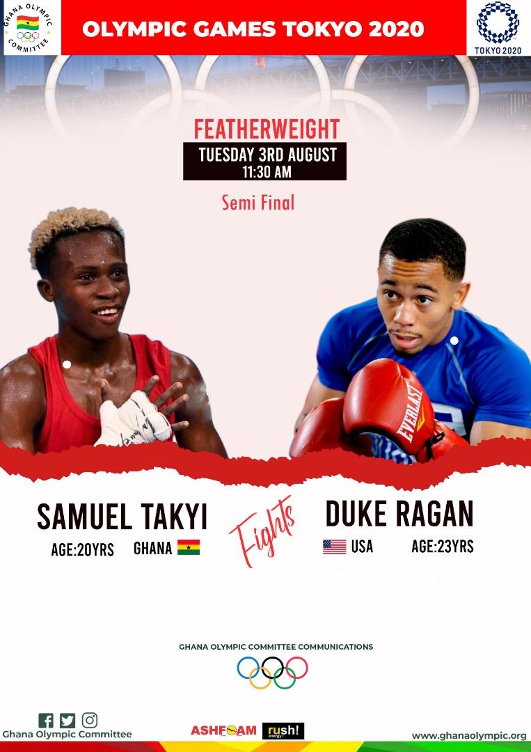 Samuel Takyi gets in the ring again tomorrow to fight American Duke Ragan.

#RoadToGold
#TeamGhana 
#Olympics