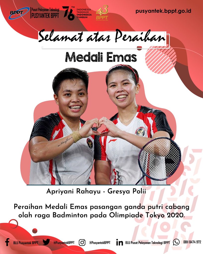 PusyantekBRIN's tweet image. &quot;_Medali emas sebenarnya tidak terbuat dari emas. Mereka terbuat dari keringat, tekad, dan paduan yang sulit ditemukan yang disebut nyali_.&quot; - Dan Gable

#tokyo2020 #badminton 
#bpptsolidsmartspeed 
#pusyantekbppt 
#teknologi