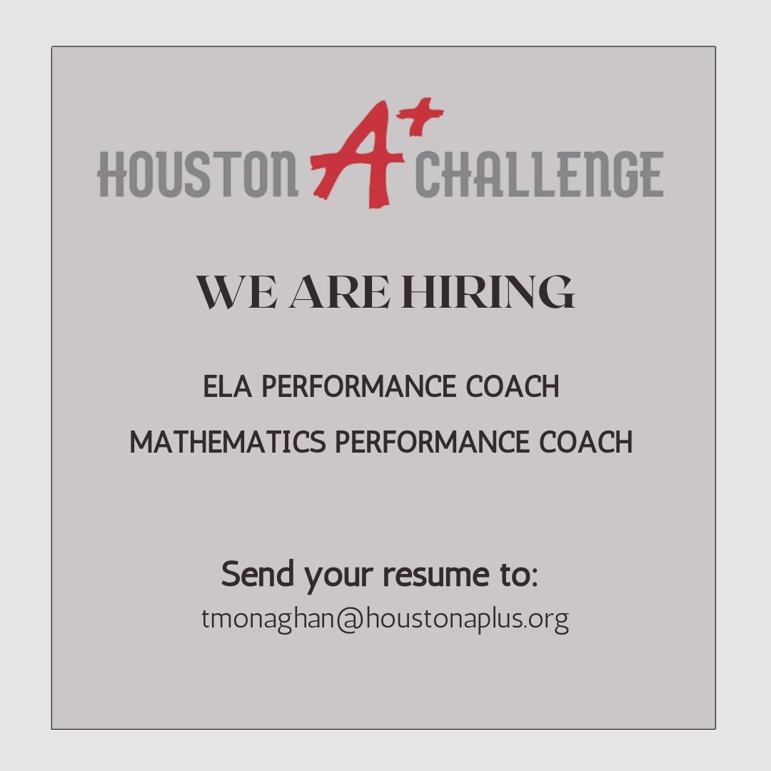 We're hiring! Click here for additional information on how to join our team: houstonaplus.org/careers