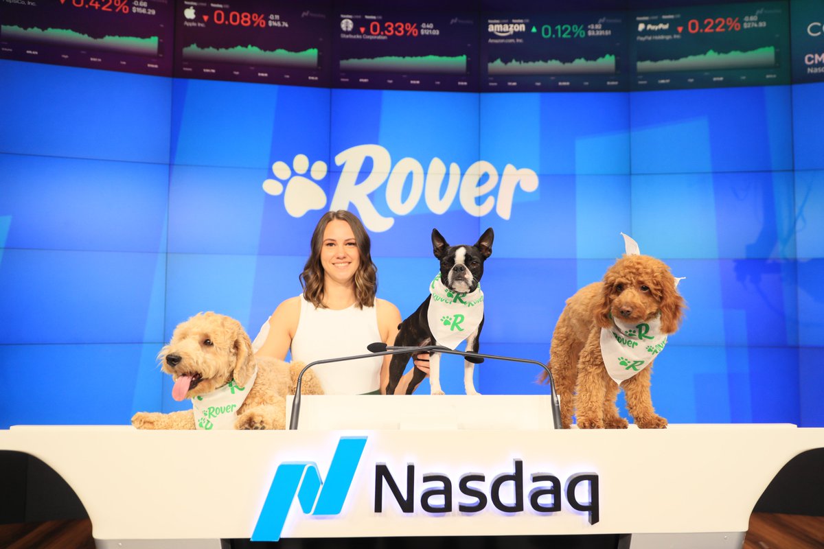 NasdaqExchange's tweet photo. Welcome to the @Nasdaq family, @RoverDotCom! 🐈🐕🐾

Now trading: $ROVR
 
Rover is the world’s largest network of 5-star pet sitters and dog walkers. They believe everyone deserves the unconditional love of a pet—and Rover’s mission is to make it easier to experience that love.💓 https://t.co/d1PDq31Jdn
