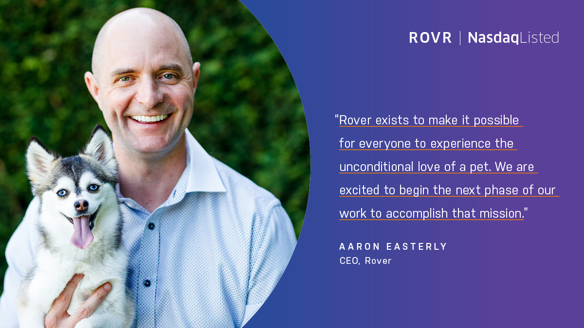 NasdaqExchange's tweet photo. @RoverDotCom Founded in 2011, @Roverdotcom connects dog and cat parents with loving pet sitters and dog walkers in neighborhoods across the US, Canada, the UK, and Europe. 

Congratulations to the #RoverDotCom team on being #NasdaqListed! https://t.co/1xImugBXX4