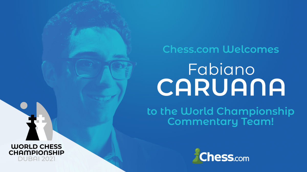chesscom's tweet photo. We're thrilled to announce that GM @FabianoCaruana, the 2018 world championship challenger, will comment the 2021 #WorldChessChamps every day live in studio with https://t.co/EufIHuV7ha! ⬇️
https://t.co/Wk9Dzktb0o https://t.co/QdFZwZv9rB