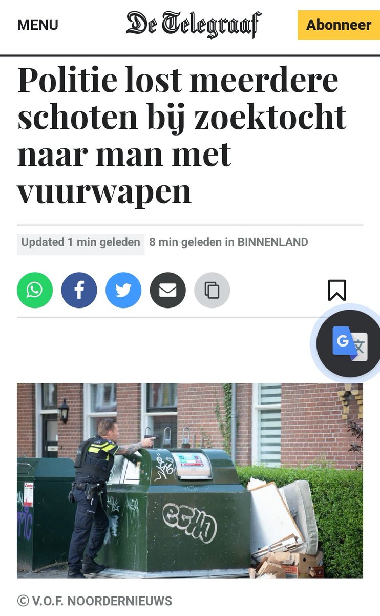 Politie lost meerdere schoten bij zoektocht naar man met vuurwapen in Leeuwarden.