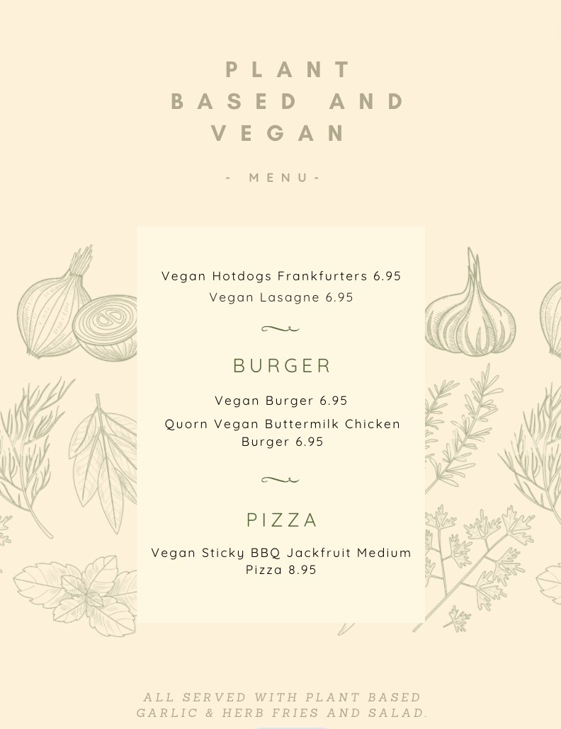 PLANT BASED AND VEGAN MENU NOW AVAILABLE! 😋 #childrenfirst #familyfuntime #family #veganfood #veganlife