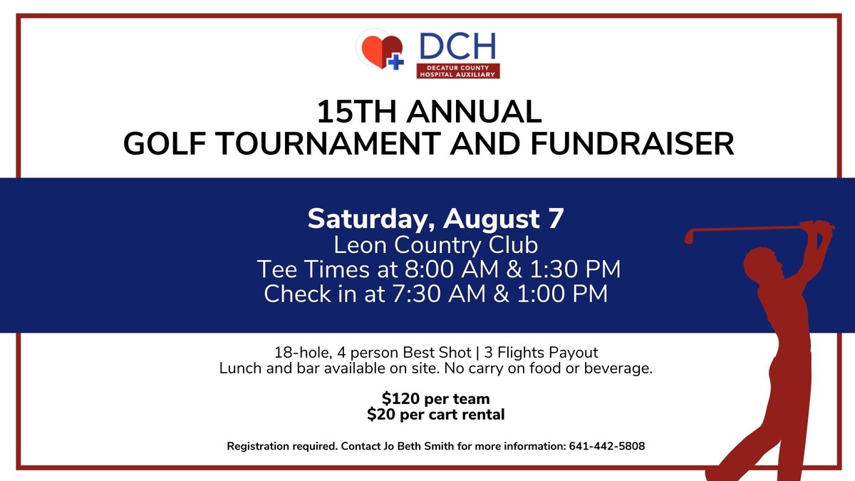 There is still time to register for the DCH Auxiliary Golf Tournament! Don't miss this year's event full of good fun! Learn more here: facebook.com/events/2603069…