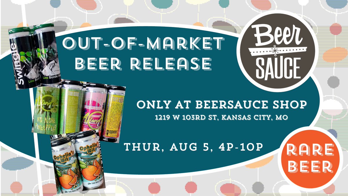 Grab 'em while we have 'em!  BeerSauce-Exclusive Beer Release is taking place this Thursday, August 5th from 4p-10p.  
.
- Scratch
- Third Wheel 
- Alpha
- After Hours
.
6 craft beers you won't find anyplace else!