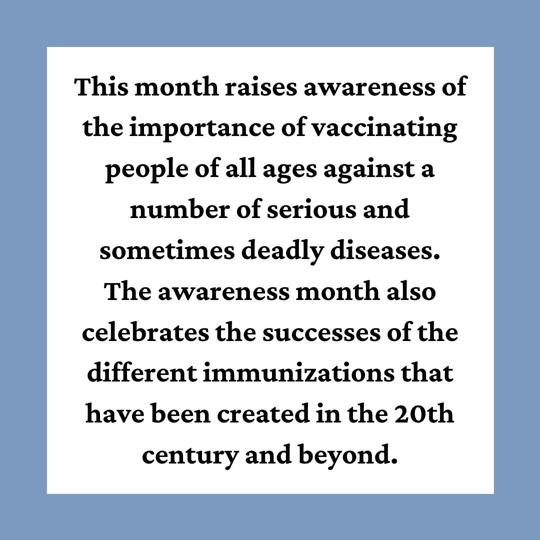 Happy National Immunization Awareness Month! Learn more about this campaign below.