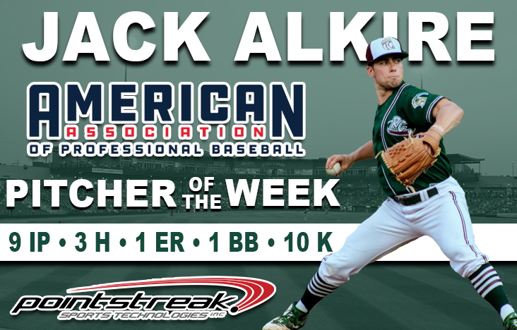 The flamethrower was tossin' fireballs this week!

<a href="/jackalkire48/">Jack Alkire</a> named #Poinstreak Pitcher of the Week after a complete game 7-1 win over <a href="/CRRBaseball/">Cleburne Railroaders</a>!