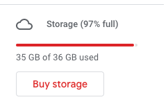 andrew_chase's tweet photo. gmail 2005:  never run out of space never delete! 
gmail 2021: Buy more storage or you'll stop receiving emails. BTW, you can delete those 168k promo emails 100 at a time.
Predictable, but still frustrating.
pro-tip: it's a bit involved, but you can script the deletion process 🤓 https://t.co/o4mBoDXOBW