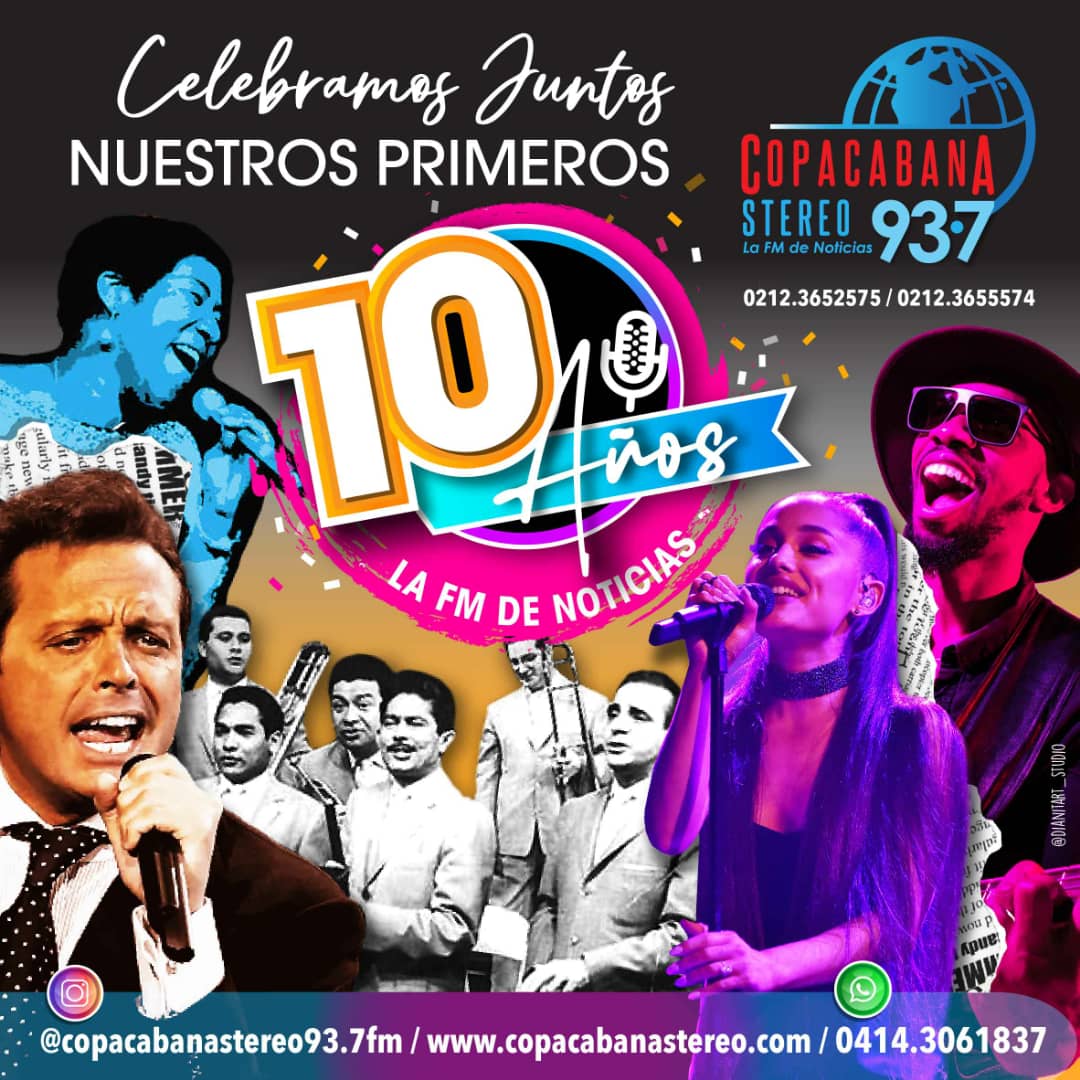 copacabanafm's tweet photo. Iniciamos nuestro mes aniversario. Este próximo 25 de agosto cumplimos 10 años siendo tu mejor compañía, con la mejor música de ayer y hoy junto a la información veraz. Escúchanos  93.7FM o https://t.co/9Lfkdp4NgO Flyer: @dianitart_studio https://t.co/lw96U3UASM