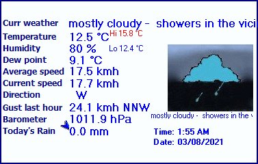 Weather: 02:00 AM Temp 12.4c, mostly cloudy -  showers in the vicinity; Feels like 7.7c; Wind 14.5 kmh; W;  Bar Falling; Rain last hour 0.0 mm  Sunset 5:16 pm - mostly cloudy -  showers in the vicinity #weather #cronullabeach