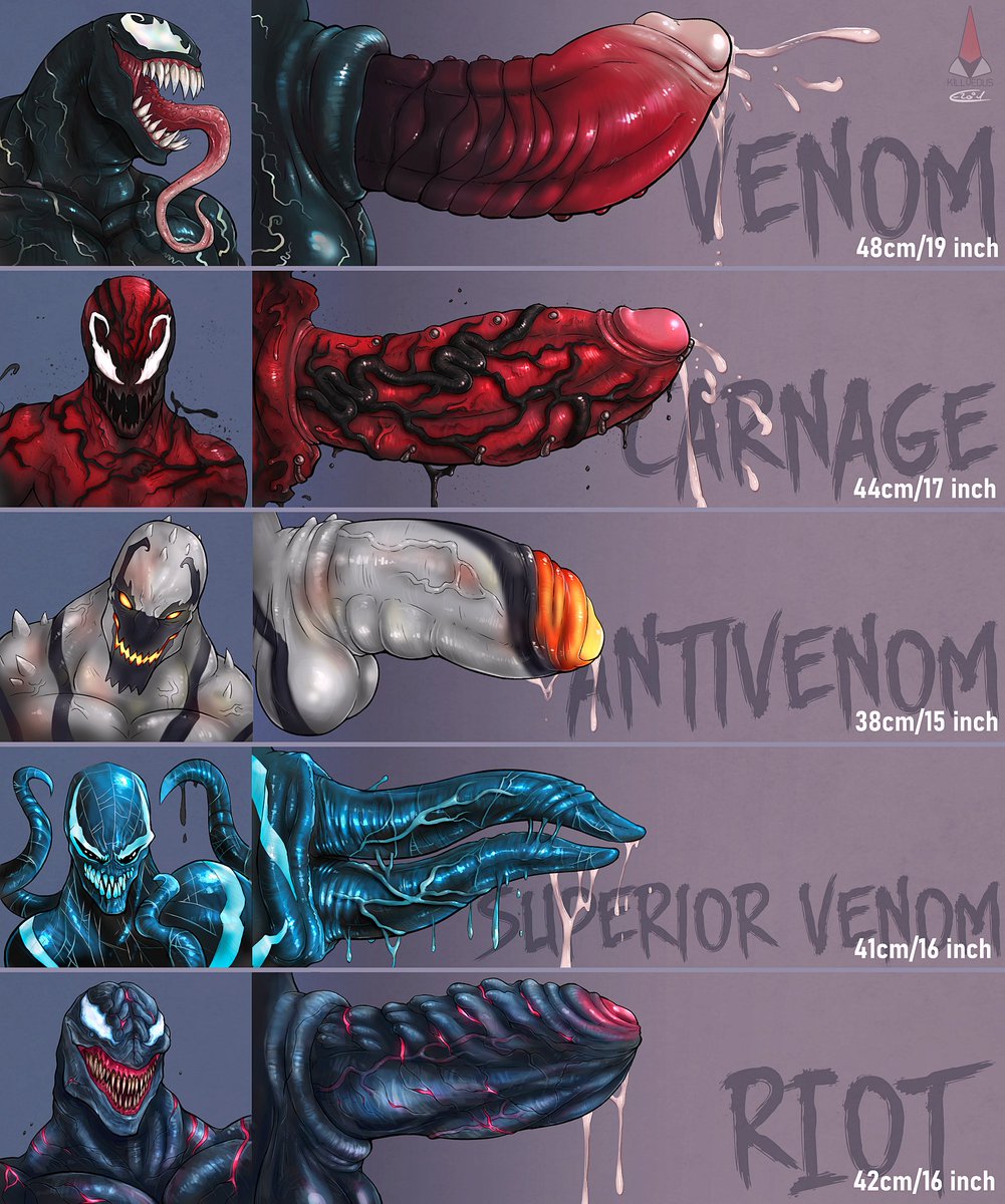 Killveous's tweet photo. Cock Comparison Chart for the Symbiotes❤️
Think you can handle them all, and who's your fav?

Collab with my best bud @e_zoid 💦

#Venom #Carnage #Venom2 
#VenomLetThereBeCarnage https://t.co/dz2rTcjp9G