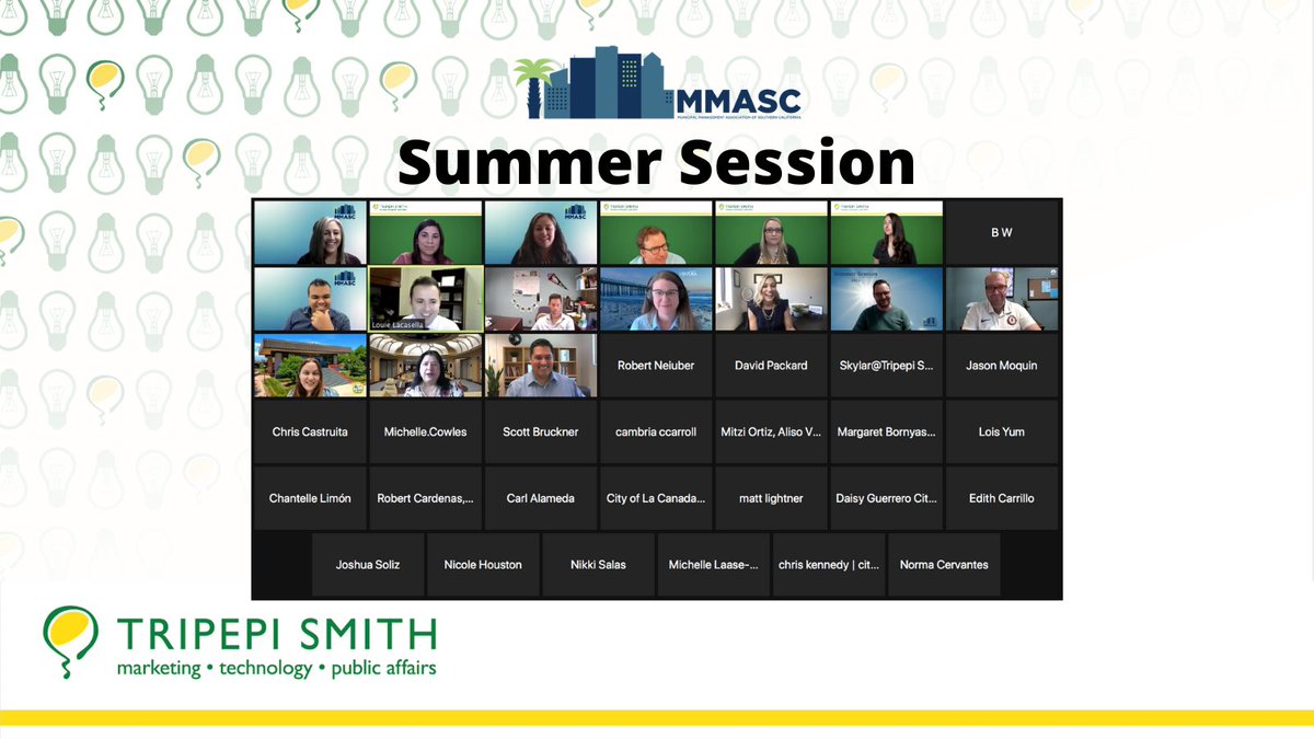 TripepiSmith's tweet photo. We had a great time chatting with you all at @MMASC_SoCal's Summer Session networking hour!
Thank you to #MMASC for hosting a great virtual eventโsee you at the Annual Conference this October #TripepiSmithLife https://t.co/vKCqg44riN