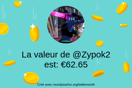 Zypok2's tweet photo. Mon twitter vaut: €62.65

Trouvez le vôtre avec https://t.co/rUWsxiDslv

⠀ https://t.co/1BlHXtSF3T