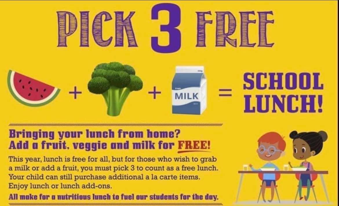 TCSPublic's tweet photo. Happy FIRST day of school! Breakfast and lunch are free at all seven schools, all year long! Here’s a fun fact, you can add some heathy options to your packed lunch to bulk it up each day and it will still be free! #tcsnutrition https://t.co/25vpriMScN