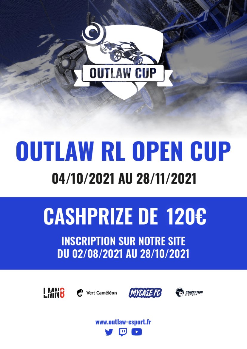 OutlawEsports7's tweet photo. Nous avons le plaisir de vous annoncer que la Outlaw Esport organise sont tout premier tournoi #RocketLeague. Celui-ci seras réservé aux Champion 1 à Champion 3. 

@GnrationEsport @EsportDevils #tournament https://t.co/of9NlgZ4Jt