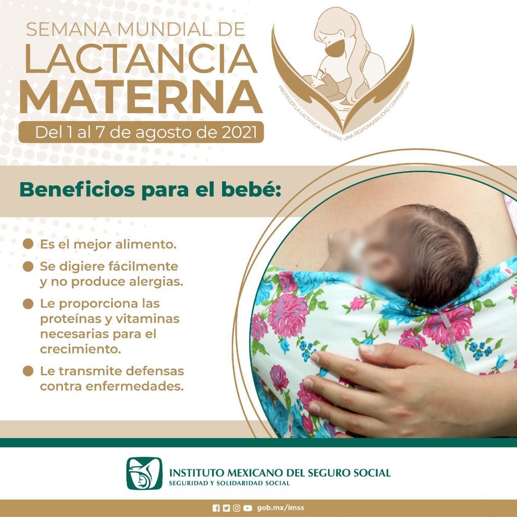 Tu_IMSS's tweet photo. Semana Mundial de #LactaciaMaterna, del 1 al 7 de agosto de 2021. 

Conoce aquí los beneficios para la mamá y para el bebé. https://t.co/xiTCyQdVHc