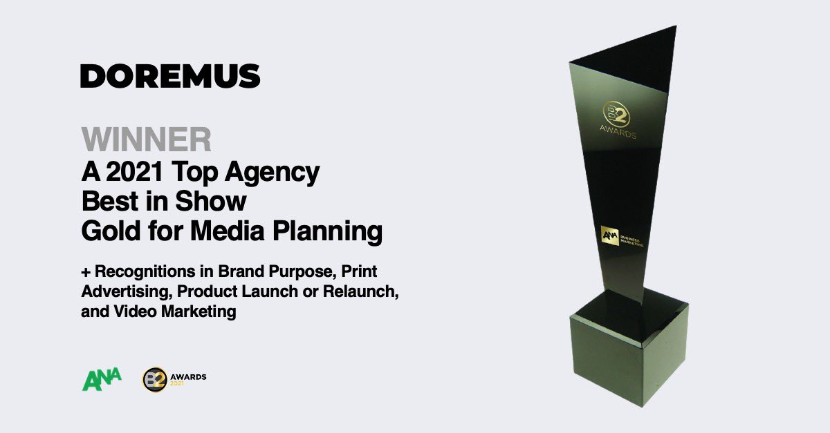 So, about last Friday… Doremus was recognized as a Top Agency at this year's <a href="/ANAmarketers/">The ANA</a> B2 Awards. So proud to take home some of the top prizes, including Best in Show for <a href="/LEGO_Education/">LEGO Education</a>, a GOLD in Media Planning for <a href="/NIglobal/">NI (now part of Emerson)</a>, and more! #doremteam #b2bmarketing