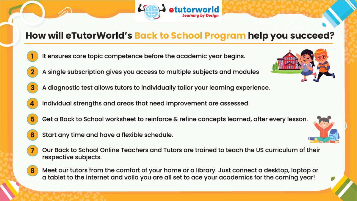etutorworld's tweet image. Learn how etutorworld&apos;s Back to school program can help your child to succeed...

#backtoschool #falltutoring #backtoschoolprogram #onlinetutoring #onlinetutoringservices #tutorsonline #math #science #english