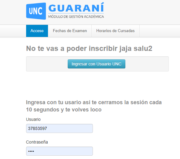Resumen de Guaraní los días de inscripciones