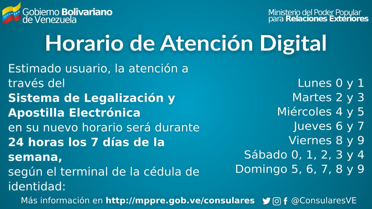 El Sistema de Legalización y Apostilla Electrónica #SLAE de la cancillería venezolana está disponible, durante las 24 horas del día, 7 días de la semana.

Podrás acceder a él según el último número de tu cédula de identidad.

Enlace en la bio.

#Apostilla #VenezolanosEnElExterior