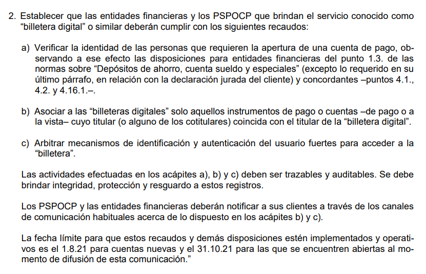 IECarballo's tweet photo. Desde hoy rige la Com. "A" 7328 del BCRA que obliga a todas las billeteras virtuales que operen en el país a verificar la identidad de las personas que abren una cuenta de pago y permitirle a los usuarios que sólo puedan asociar a sus billeteras instrumentos de su titularidad. https://t.co/xYPRk7w9h7