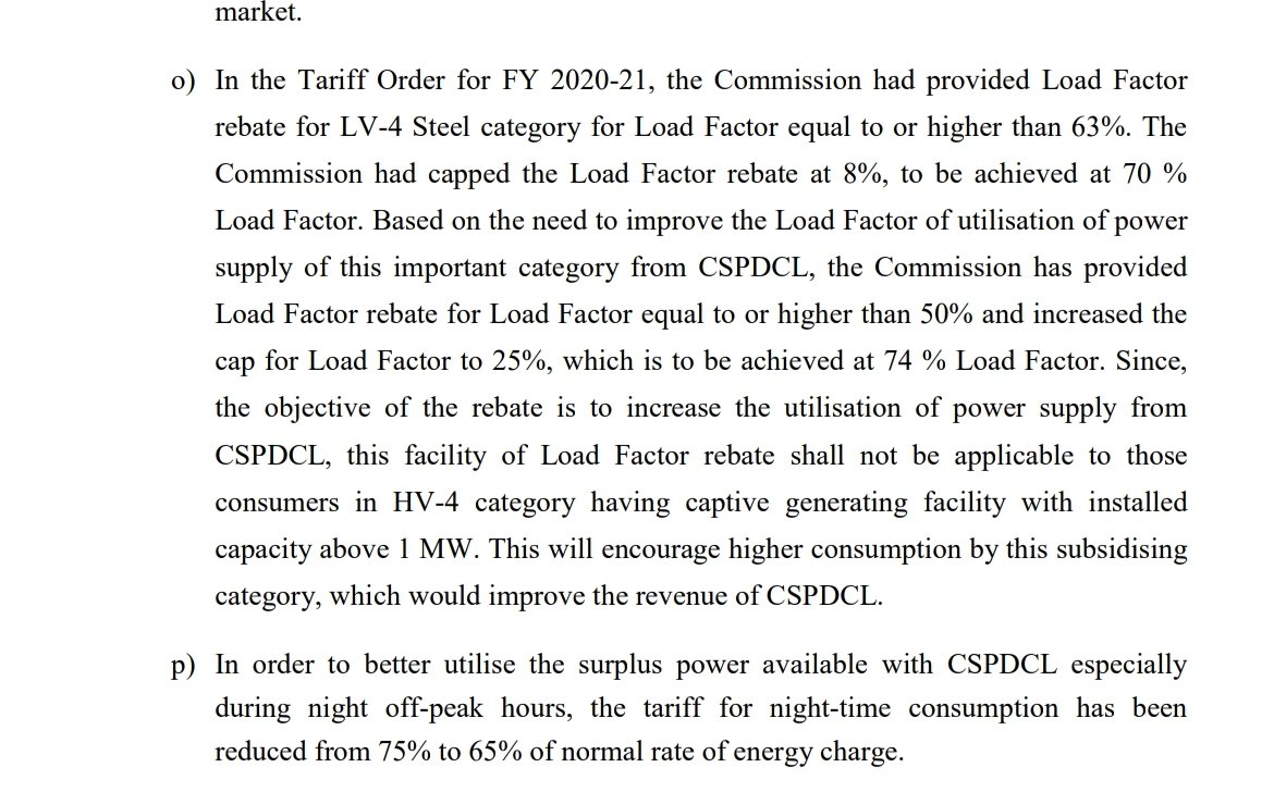 sameeragrawal81's tweet photo. Chattisgarh tariff rebates For steel industries. Historical tariff order. @unbehera1234 @TPWesternOdisha @EnergyOdisha @arunagarwal2001 @RNTata2000 @TataPower @gargatulrkl @shivshankar2 @CMO_Odisha https://t.co/vYFPos3oit