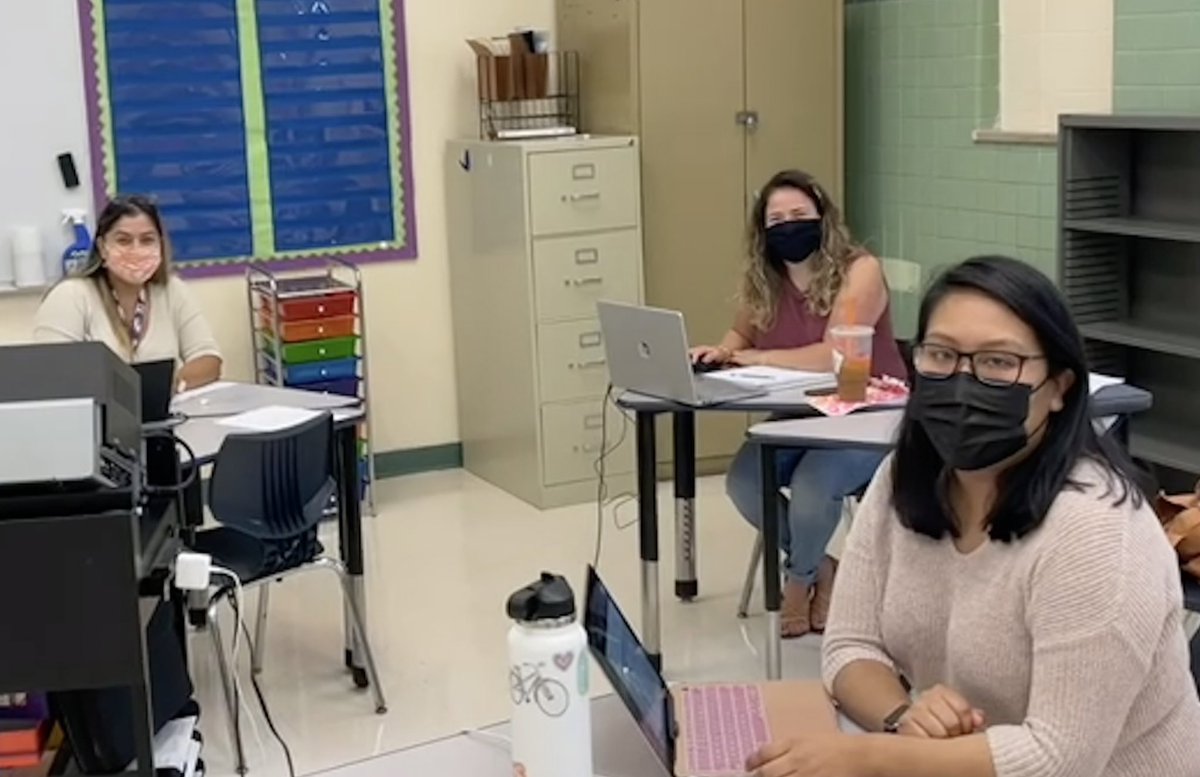 PECHighSchool's tweet photo. Our Mathemathics team is hard at work curriculum mapping and perfecting their project-based learning units. Say cheese, Ms. Angel, Ms. Cook, and Ms. Flores! #Back2School #Back2You https://t.co/TvHFJY5SQa