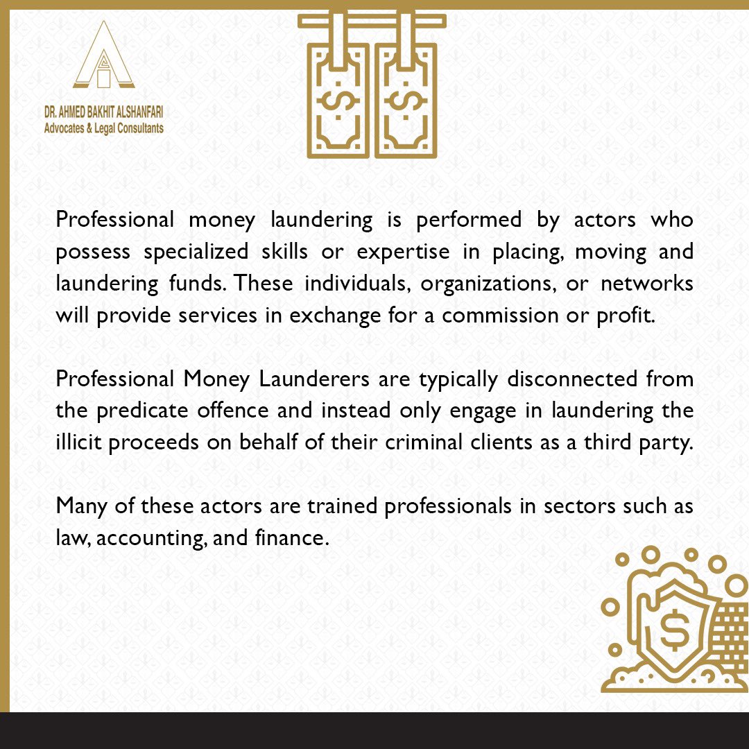 AhmedB_LawFirm's tweet photo. Within the framework of our legal services, we offer a number of training services to provide the appropriate professional environment, and some of these services is the topic of Professional Money Laundering Network (PMLN)

#جوانب_تدريبية #الشنفري_للمحاماة 
#Training_Services https://t.co/0jLwKZWmhe