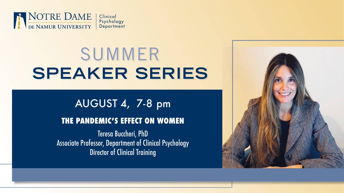 NotreDameCA's tweet photo. THIS WEDNESDAY: Join Clinical Psychology Department Chair Helen Marlo, Ph.D., along with mental health professionals, NDNU faculty and @NDNUAlumni, as they discuss the pandemic's effect on #women. RSVP online today for this free live event! https://t.co/VWjFQpd7mj https://t.co/EyeM9da1GW