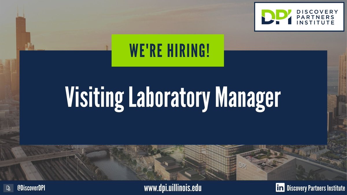 Discovery Partners Institute (@discoverdpi) on Twitter photo We're hiring at <a href="/DiscoverDPI/">Discovery Partners Institute</a>!
We're revving up Illinois’ tech community, preparing people for high-demand tech jobs, and building R&D centers of excellence.
Apply today!
dpi.uillinois.edu/careers/
#DiscoverDPI #Careers #VisitingLaboratoryManager We're hiring at <a href="/DiscoverDPI/">Discovery Partners Institute</a>!
We're revving up Illinois’ tech community, preparing people for high-demand tech jobs, and building R&D centers of excellence.
Apply today!
dpi.uillinois.edu/careers/
#DiscoverDPI #Careers #VisitingLaboratoryManager