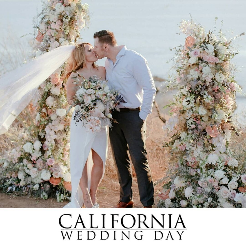 Congrats to our founder, <a href="/brookeashley313/">Brooke Heflin Gadzimski</a> + @svengarrett38 for their beautiful print feature in @californiaweddingday! ✨🍾🎉 Head to our blog for more details! 
​
​Venue: @whisperingoakschapel &amp; Malibu
License &amp; Officiant: @couplelicense
Planning, Design &amp; Floral: @burlapandbo…