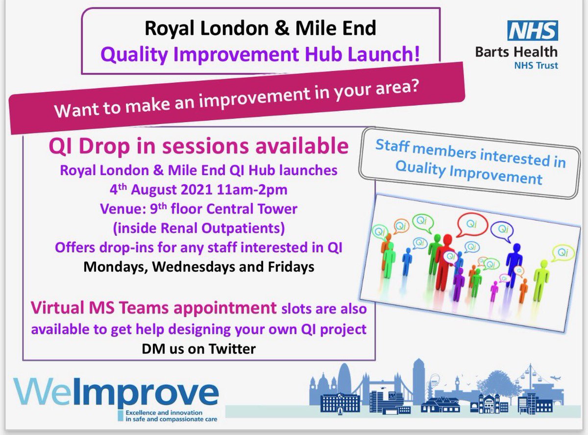 WeImprove - Royal London & Mile End Hospitals (@rlhweimprove) on Twitter photo Looking forward to re-opening our Quality Improvement Hub on 4th August. Do come and visit us. Please share with your teams <a href="/RecoveryRlh/">Recovery RLH</a> <a href="/RLHpaediatrico1/">@RLHpaediatriconcology</a> <a href="/EsacRlh/">RLH_Ward10E/ESAC</a> <a href="/RLHDietitians/">RLH Dietitians</a> @RLHAnaesthesia <a href="/RlhNeurosurgery/">RLH Neurosurgery</a> <a href="/RLHchildren/">RLH Children’s Hospital</a> <a href="/DentalRlh/">RLHDental</a> <a href="/jackie_RLME/">Jackie Sullivan</a> <a href="/williams_lucie/">Lucie Butler💙</a> <a href="/simonharrod1/">simon harrod</a> Looking forward to re-opening our Quality Improvement Hub on 4th August. Do come and visit us. Please share with your teams <a href="/RecoveryRlh/">Recovery RLH</a> <a href="/RLHpaediatrico1/">@RLHpaediatriconcology</a> <a href="/EsacRlh/">RLH_Ward10E/ESAC</a> <a href="/RLHDietitians/">RLH Dietitians</a> @RLHAnaesthesia <a href="/RlhNeurosurgery/">RLH Neurosurgery</a> <a href="/RLHchildren/">RLH Children’s Hospital</a> <a href="/DentalRlh/">RLHDental</a> <a href="/jackie_RLME/">Jackie Sullivan</a> <a href="/williams_lucie/">Lucie Butler💙</a> <a href="/simonharrod1/">simon harrod</a>