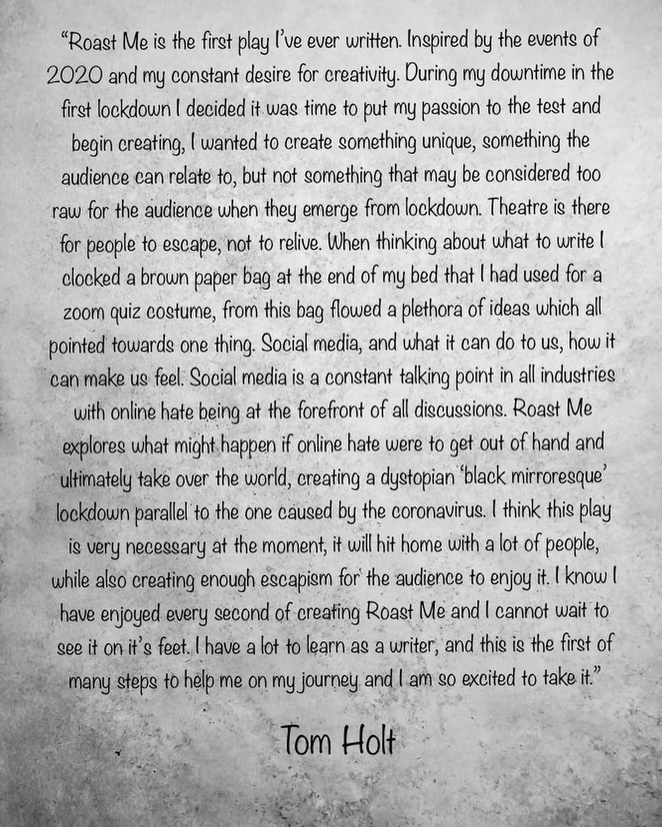 MEET THE WRITER…

<a href="/DearTomHolt/">Tom Holt</a> 

“I CANNOT WAIT TO SEE IT ON IT’S FEET” 

#newwriter #newwriting #britishplay 
#theatre #london #lsmtlove