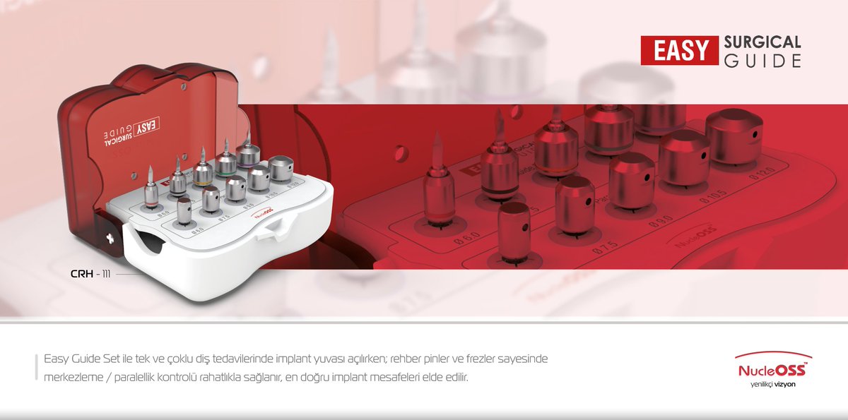 NucleOSS's tweet photo. NUCLEOSS - EASY GUIDE SETİ
Merkezleme, Paralellik Kontrolü ve En Doğru İmplant Mesafesi
NucleOSS - Yenilikçi Vizyon
#easysurgicalguide #dentist #implantology #implantdentistry #digitaldentistry #dentalimplant #nucleoss #yenilikçivizyon https://t.co/MKzjM8plT3