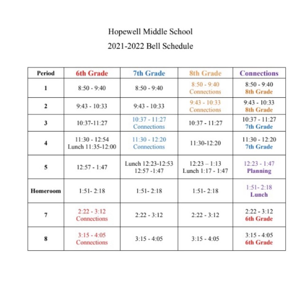 Here’s the Bell Schedule for this 2021-2022 school year