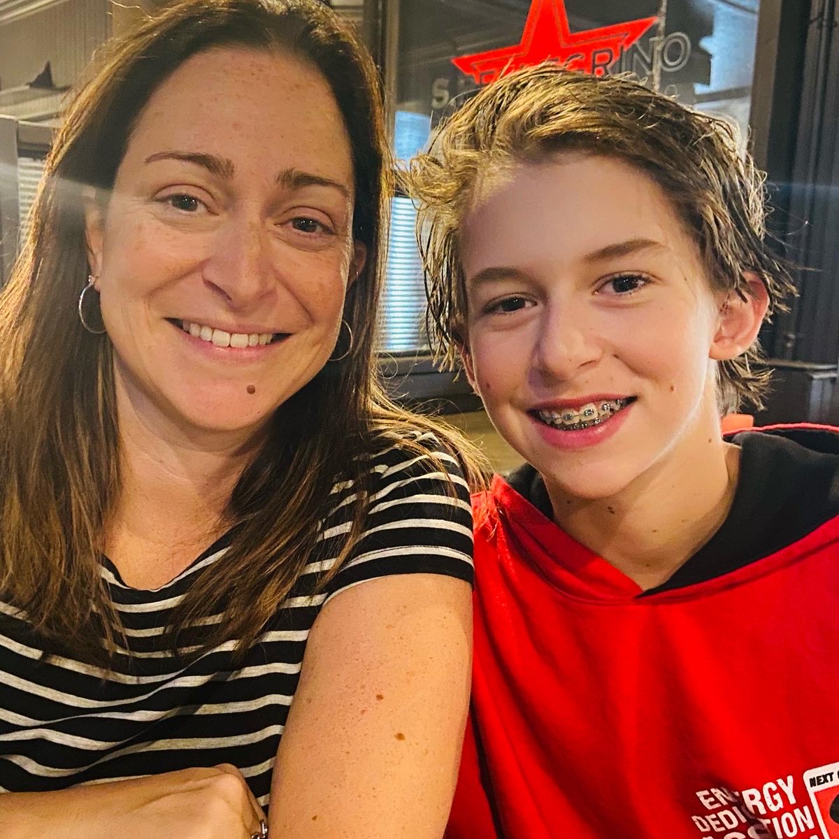 MMatier's tweet photo. Dinner date before Reece heads to Calgary to play with Team Ontario Black. I think he’s excited ….. ❤️
#DraftDay #U14 #Reece2008 @matierchristina https://t.co/jVMGShpttW