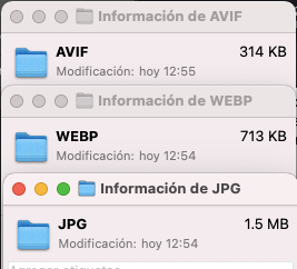 codigoconjuan's tweet photo. Diferencia del peso de las imágenes de un sitio web entre AVIF, WebP y JPG

Nota: De momento solo Chrome soporta Avif (pero su cuota de uso es de casi el 70%) https://t.co/WNweKF28hV