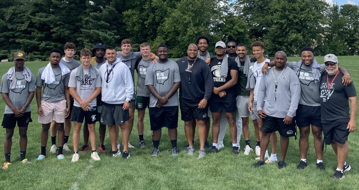 pnfootball's tweet photo. Great having alumni stop out to practice…  good luck to our 25 former Panthers getting ready to report to college camp !!  #WeArePN https://t.co/vrKeoTnbfG