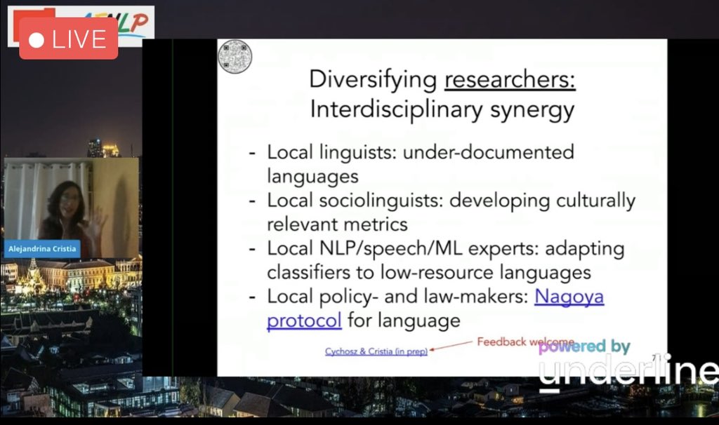 Rada Mihalcea (@radamihalcea) on Twitter photo Very insightful #ACL2021NLP keynote by <a href="/CristiaAlex/">Alex Cristia</a>: To increase the impact of our research, our tools need to work at scale, across languages & cultures. For our tools to work at scale, we need to diversify our researchers. 🌍 🌎 Very insightful #ACL2021NLP keynote by <a href="/CristiaAlex/">Alex Cristia</a>: To increase the impact of our research, our tools need to work at scale, across languages & cultures. For our tools to work at scale, we need to diversify our researchers. 🌍 🌎
