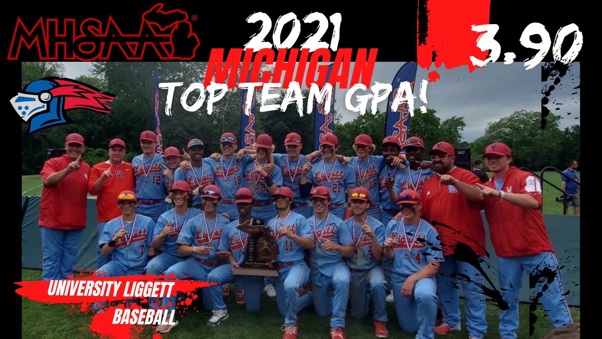 Congratulations to our Liggett Baseball team for your accomplishments in the classroom! The boys had a 3.90 team GPA, the top team GPA in Michigan in 2021! Couldn't be prouder! #everythingcounts 
#uls