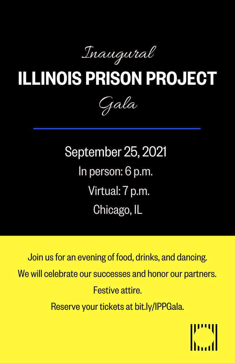 ILPrisonProject's tweet photo. Join us on September 25 for our inaugural gala! In-person and virtual ticket options available.

🎟 Reserve your ticket: https://t.co/DQUGMFSv5U https://t.co/KAtGuHLx6N