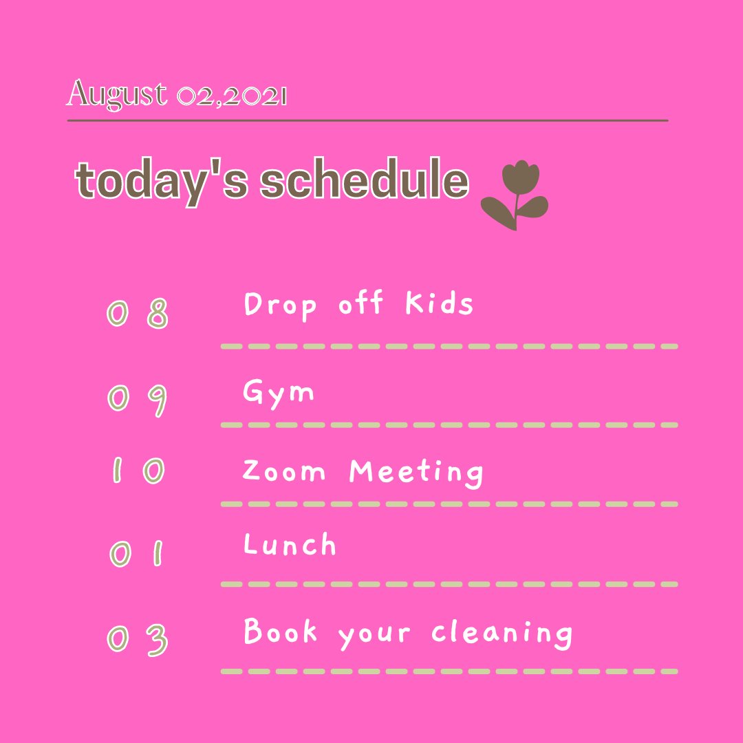 A cleaning schedule is a daily, weekly, or monthly plan for how you will clean your house or commercial properties. Sometimes the schedule can be difficult to maintain with all of our other responsibilities i.e. working, raising children, and weekly errands.