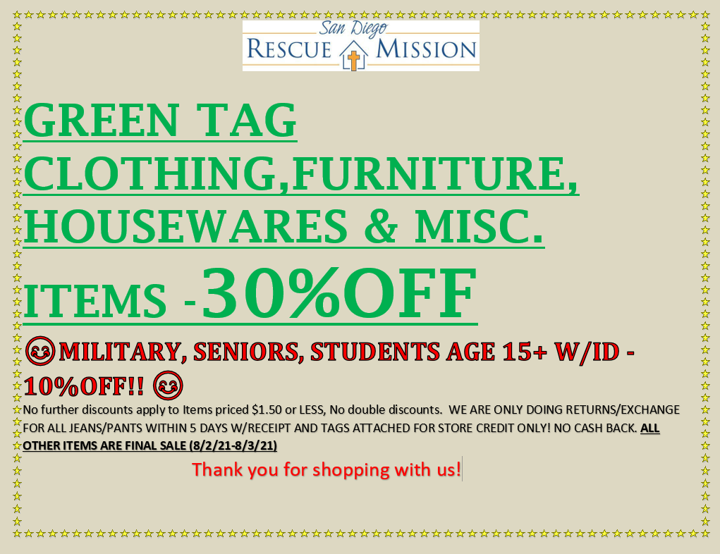 MONDAY 8/2 AND TUESDAY 8/3 SALE!! #thrift #thrifting #clothing #vintage #clothing #clothingbrand #babyitems #kidsclothing #Donations 3601 Sports Arena Blvd SD CA Monday to Saturday 9:30am-5:30pm